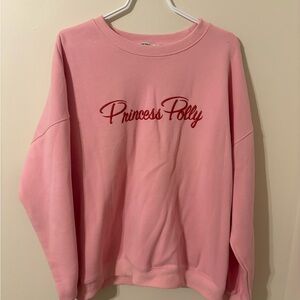 Princess Polly Pink Crewneck with Red Script Logo